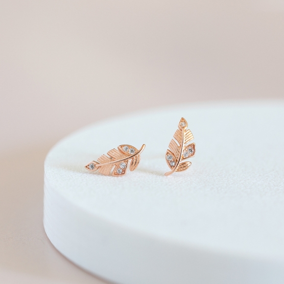 Rose Gold Foliage Studs (S925) - Only 1 left! - Picture 5 of 11